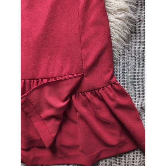 1901 Women's Petite M Bright Red Cap Sleeves Knee Length Ruffle Dress Layered - Picture 11 of 12